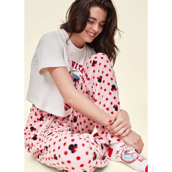 Disney Adult Unisex Minnie Mouse Plush Fleece Pants S NWT - Picture 3 of 4